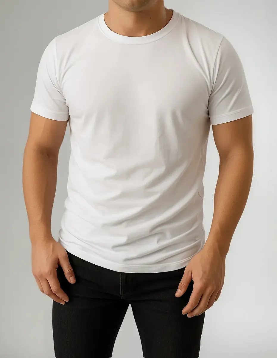 Remera Lisa Algodón Peinado Manga Corta Hombre